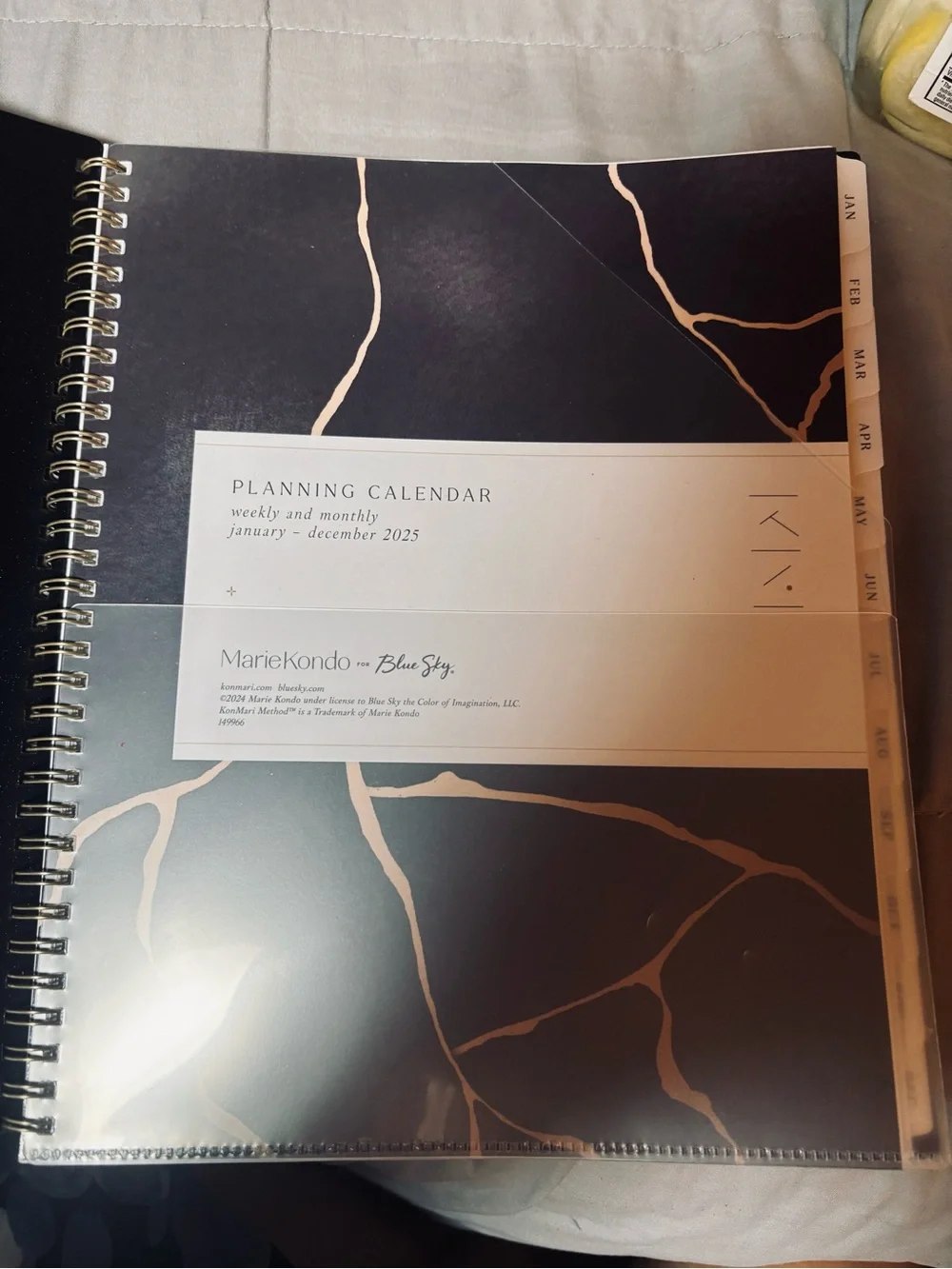 2025 Marie Kondo Black/Gold Spiral Planner Weekly/Monthly Organizer for 2031